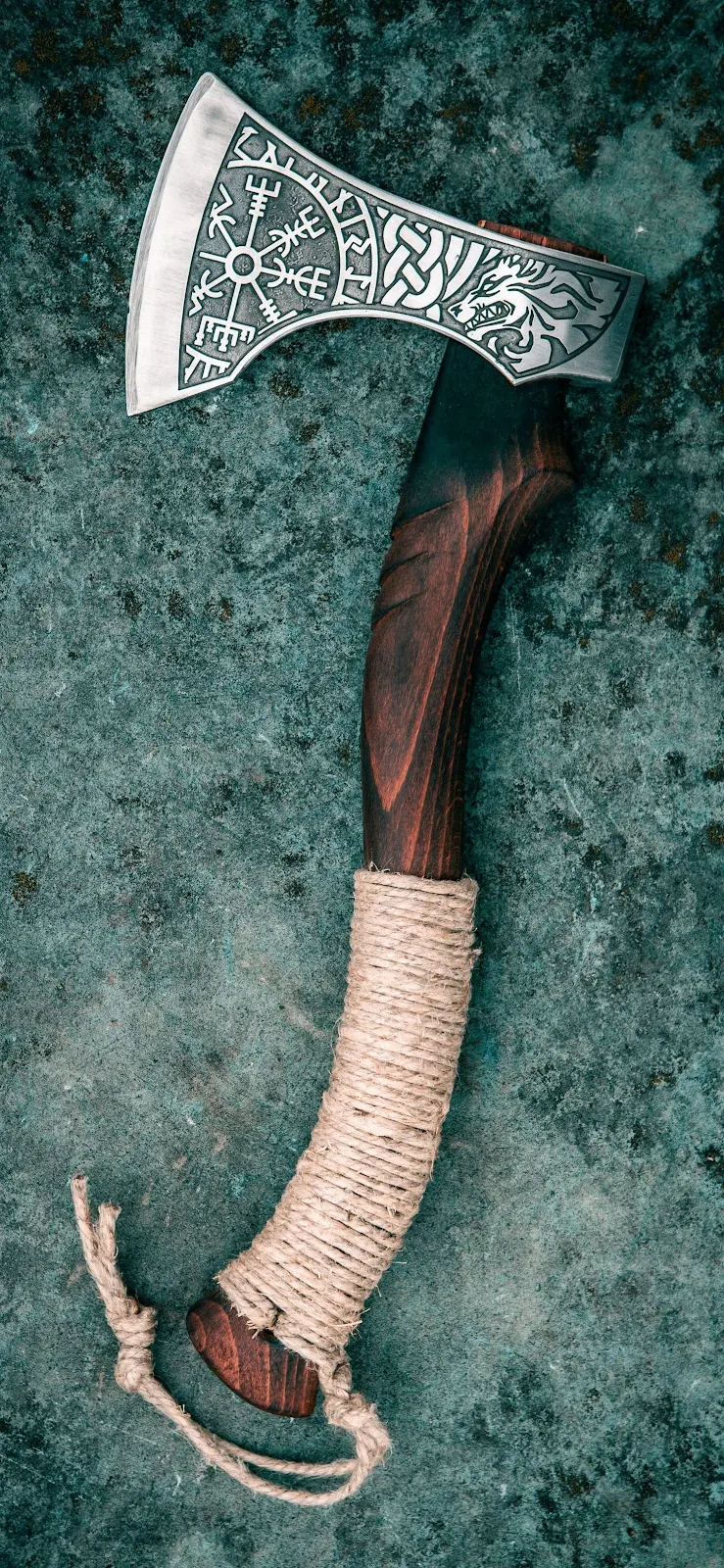 Engraved Viking Battle Axe - Product Photography 2K iPhone Wallpaper (1474x3193)