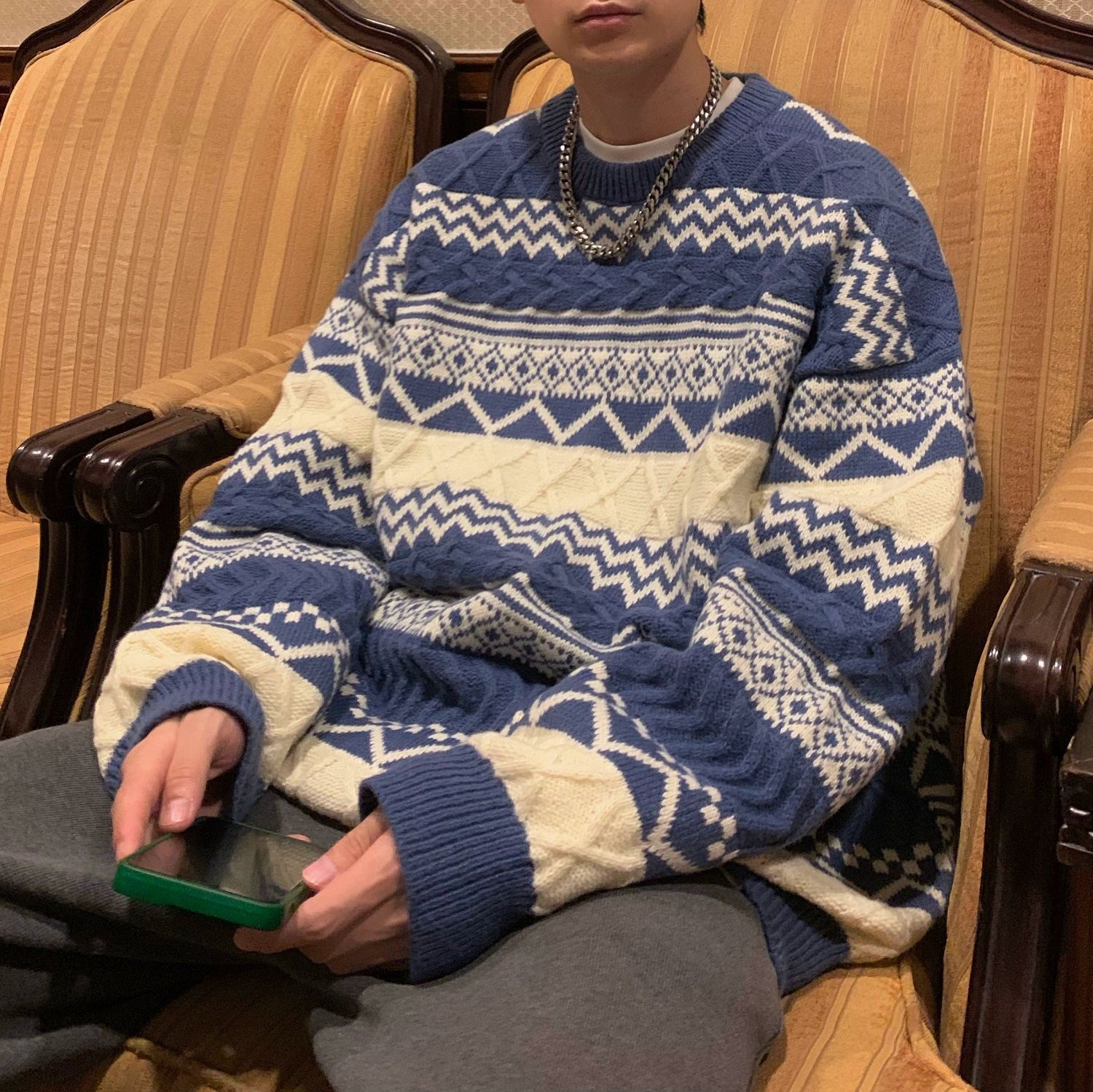 Retro knitted sweater in vintage style