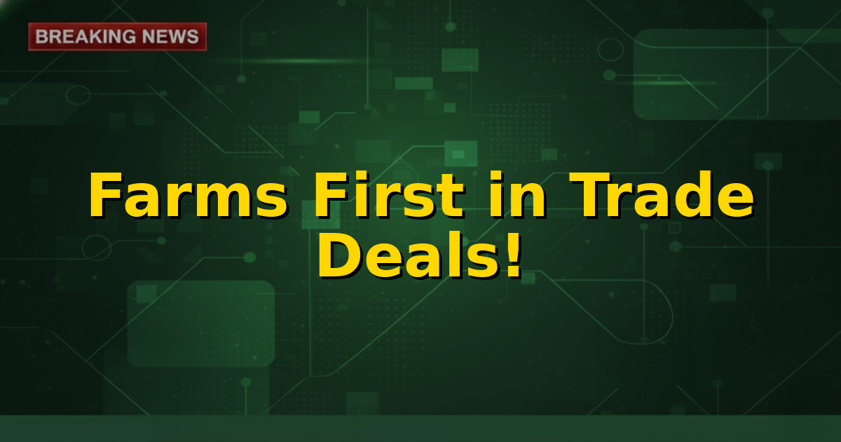 Image showing hands shaking over a stylized farm field, representing cooperation and protection of agricultural interests in trade.