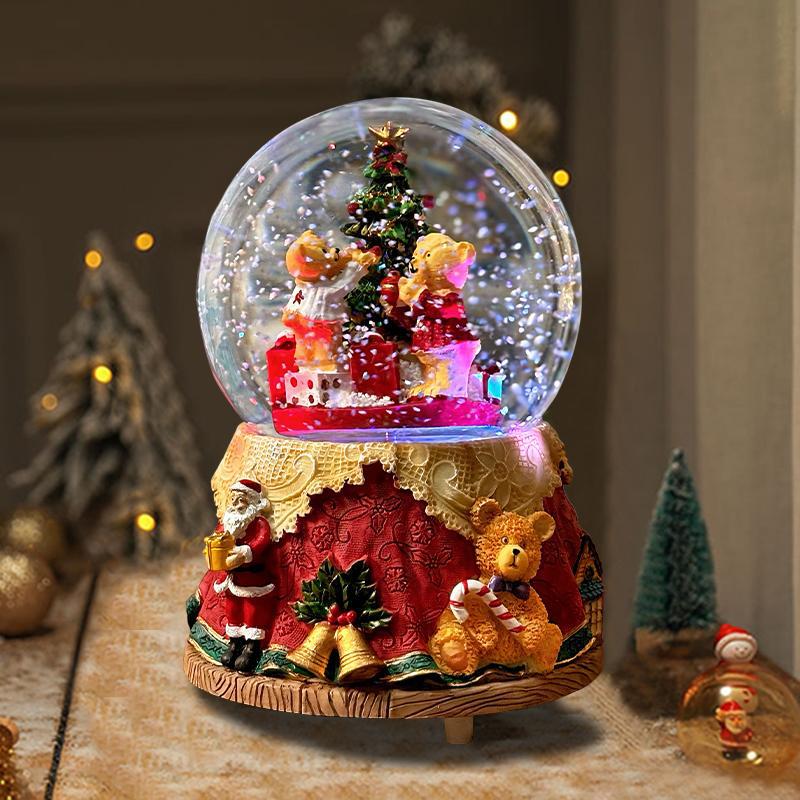 European Music Box with Glass Globe and Night Light