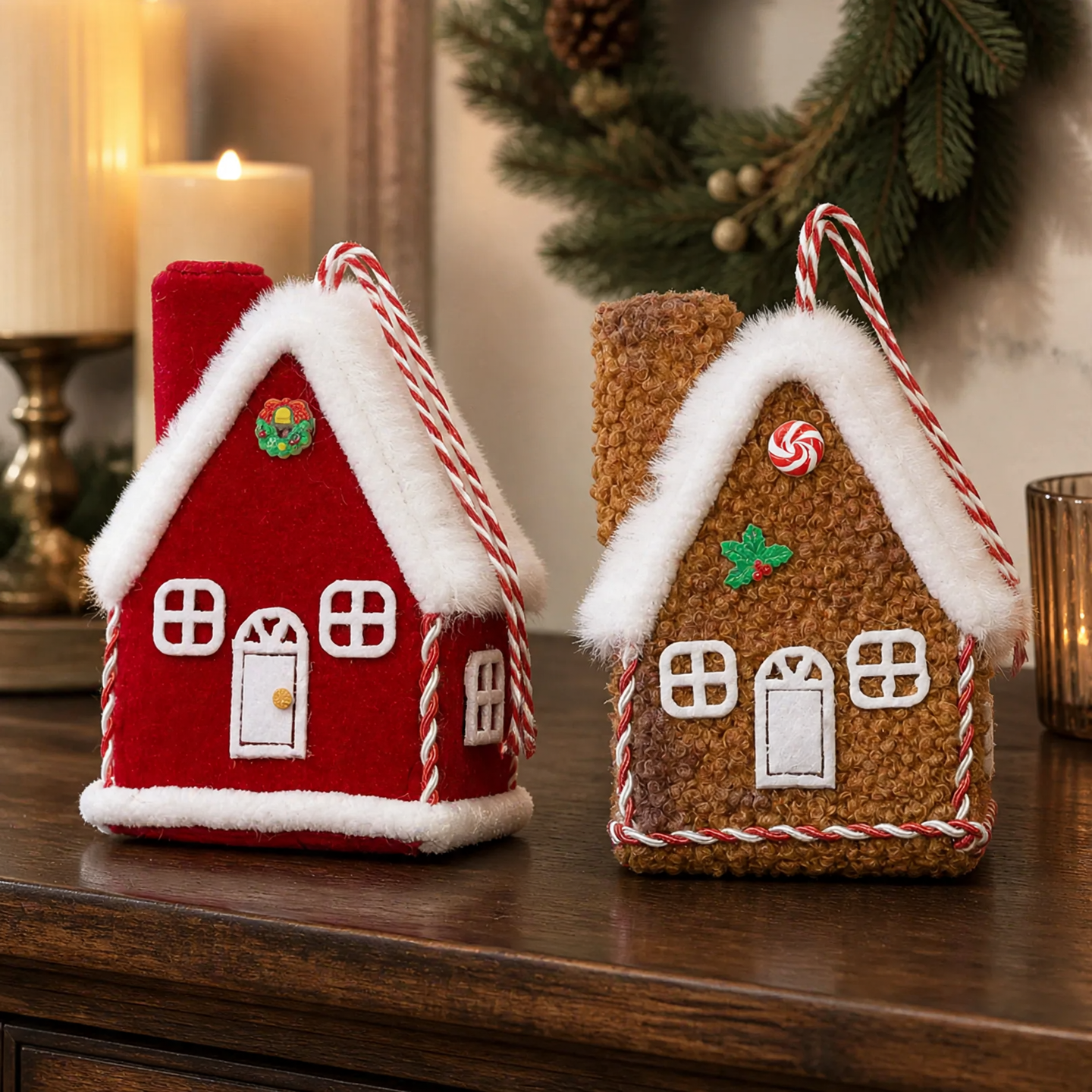 Christmas Cabin Ornament made of Fabric