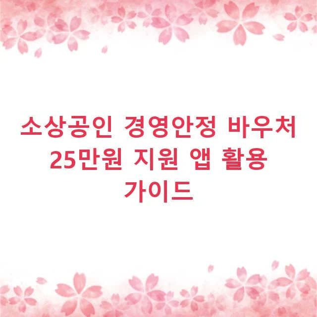 소상공인 경영안정 바우처 25만원 지원 앱 활용 가이드