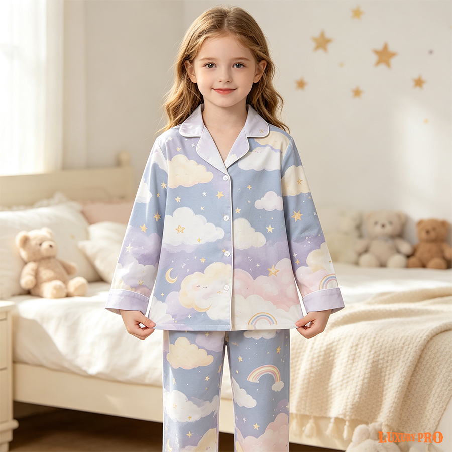 AOP HY Children's Long Sleeve Shirt and Pants Pajama Set