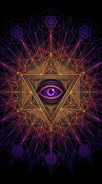 Abstract Sacred Geometry Illustration featuring a Central Eye - Free mobile Wallpaper