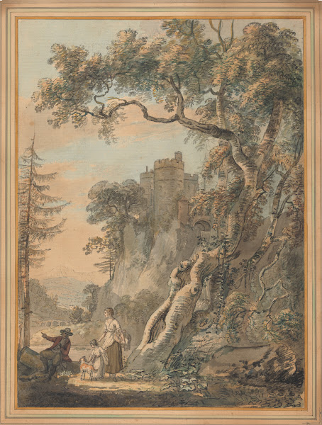 Romantic Landscape  Peasants at the Foot of a Castle on a Crag