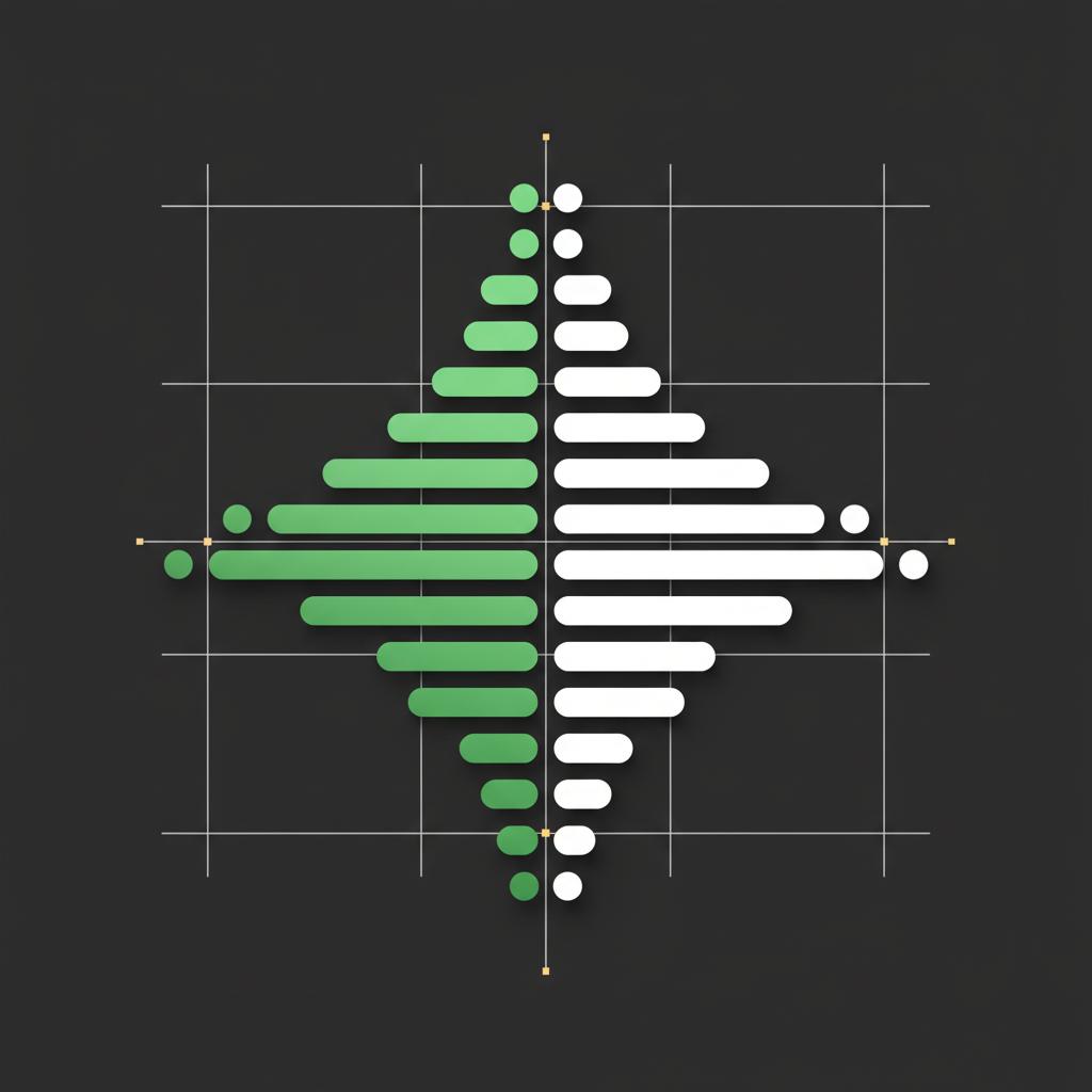 Vector 2D visualization of order book liquidity depth with layered green bars on dark background for best crypto trading platform