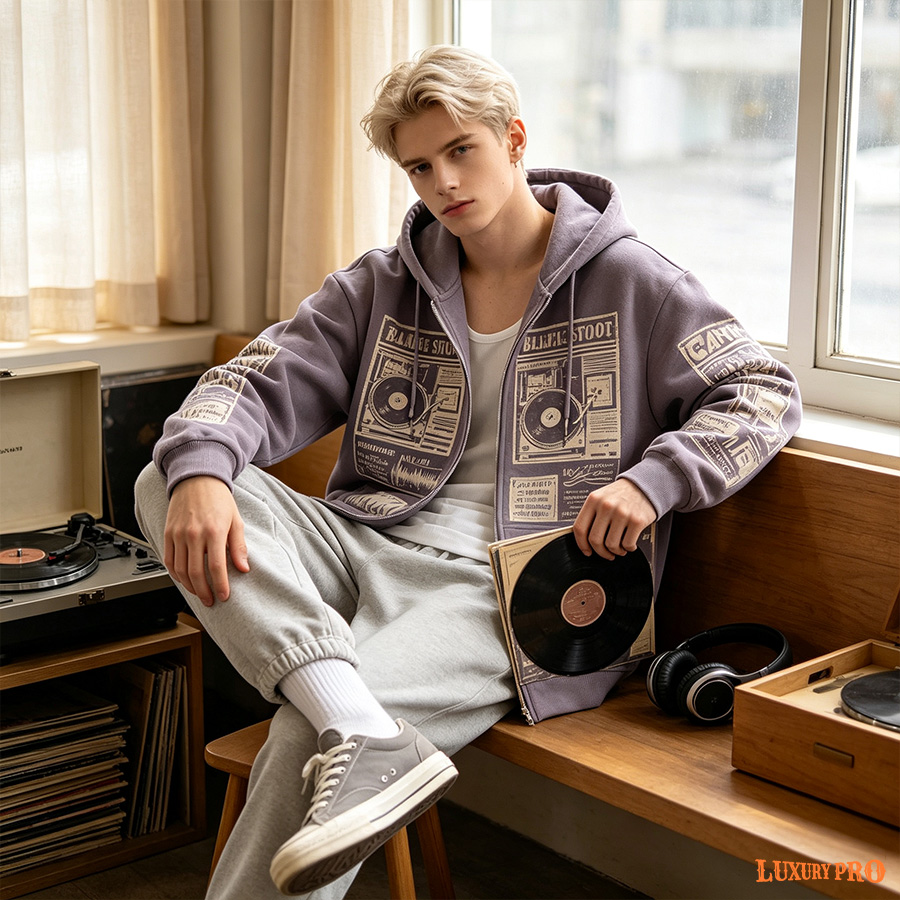 2D Thick Fleece Zip-Up Sweatshirt