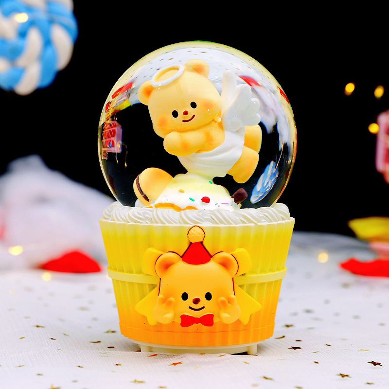 Decorative music box with carousel and snow effect