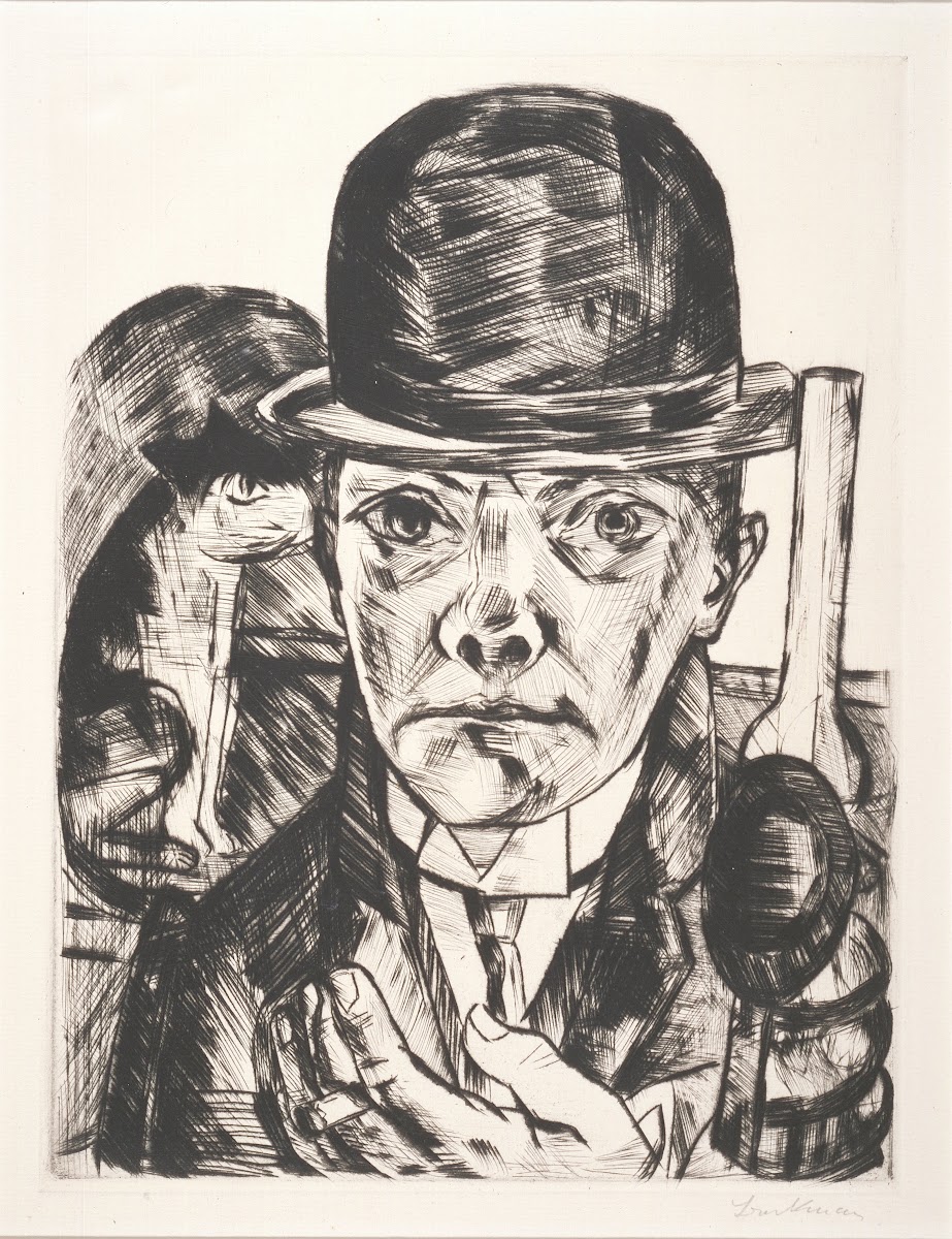 Selbstbildnis mit steifem Hut Self Portrait in Bowler Hat 1921