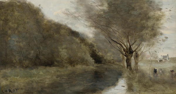 Près Gisors Saulaie Et Rivière Effet Du Matin