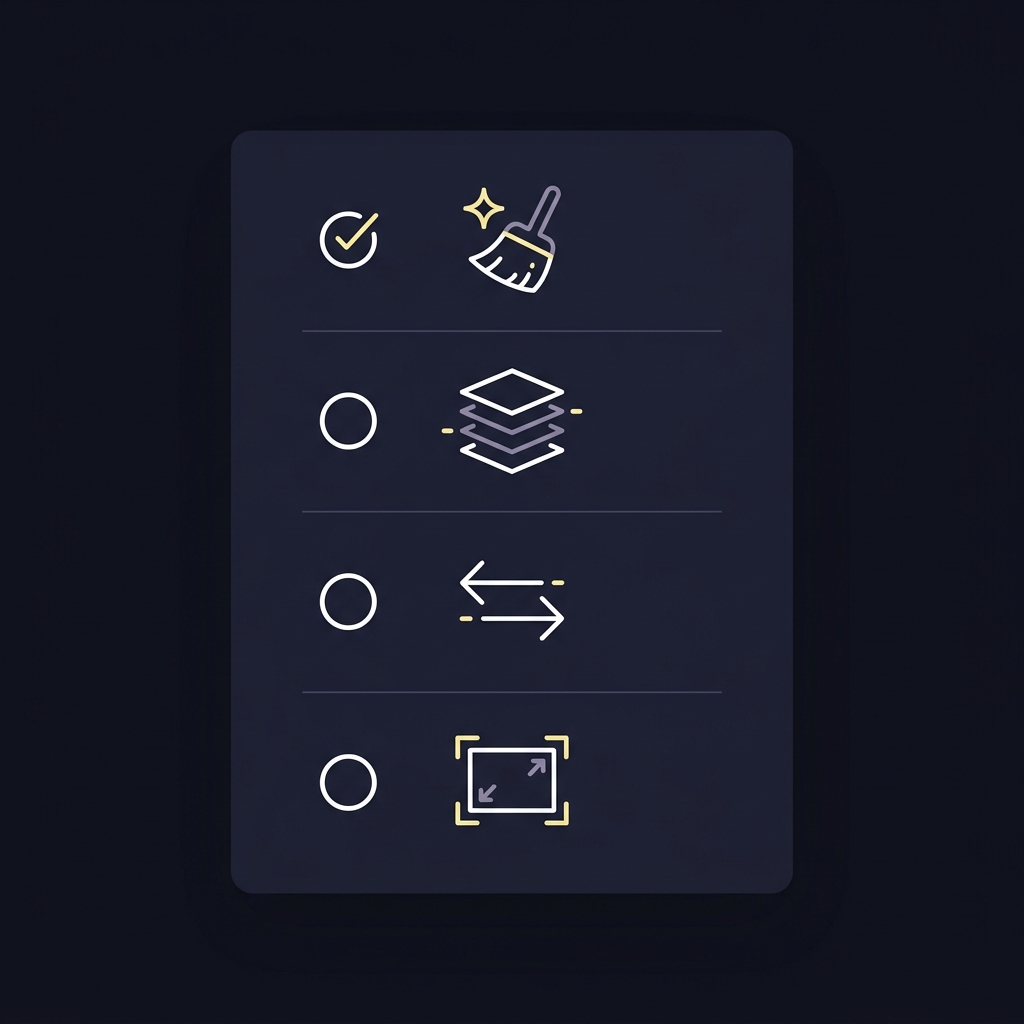 Minimalist 2D vector checklist with four icons representing de vig model convert and size on a dark Funded Plays style background How to Price Player Props