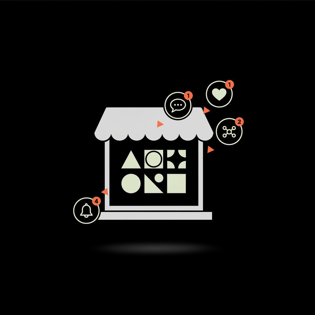 Minimal 2D vector shop window with floating social icons in Social Success Hub colors on black - How do I recover my Gmail account with a new phone number?