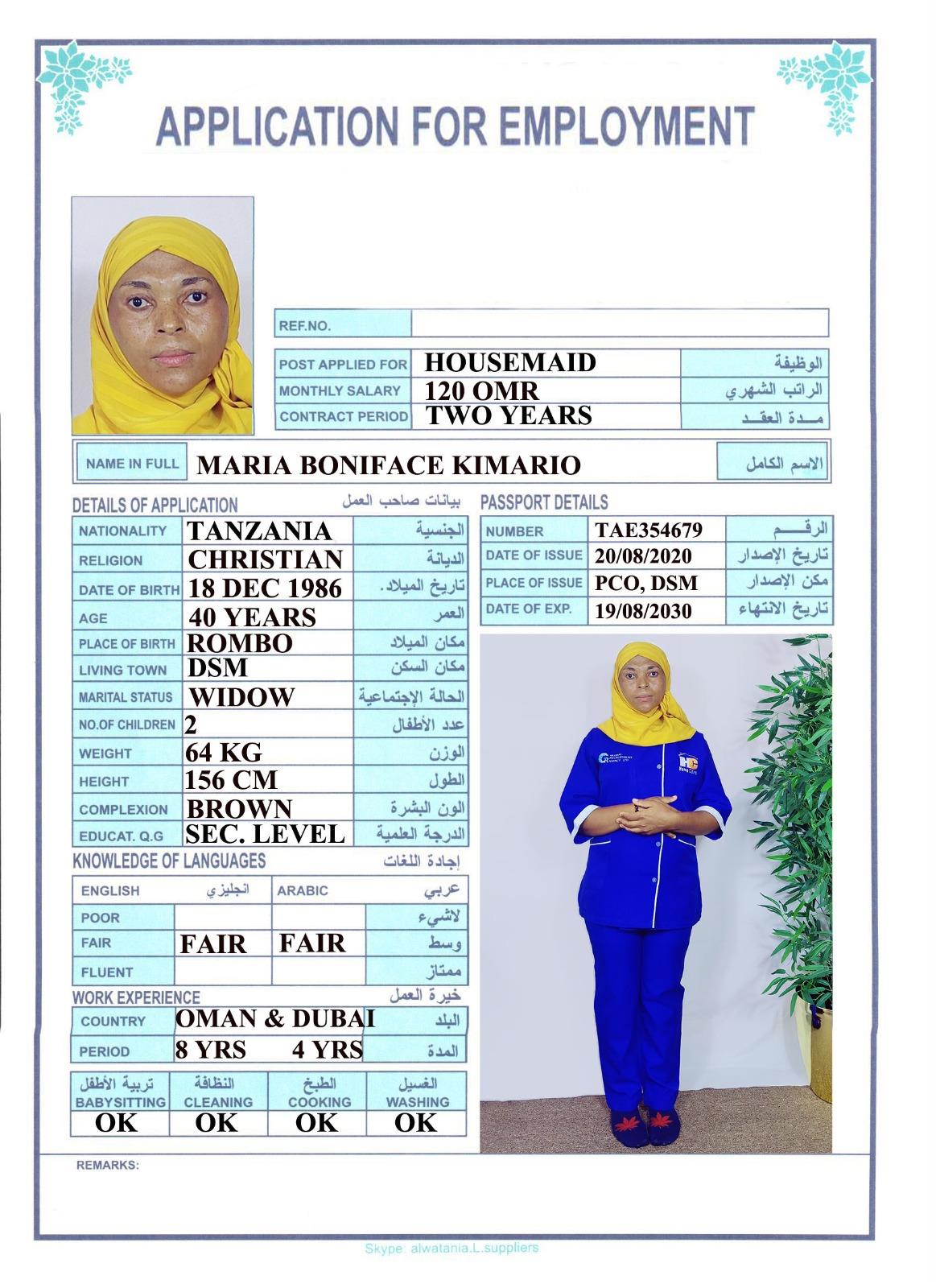 MARIA BONIFACE KIMARIO