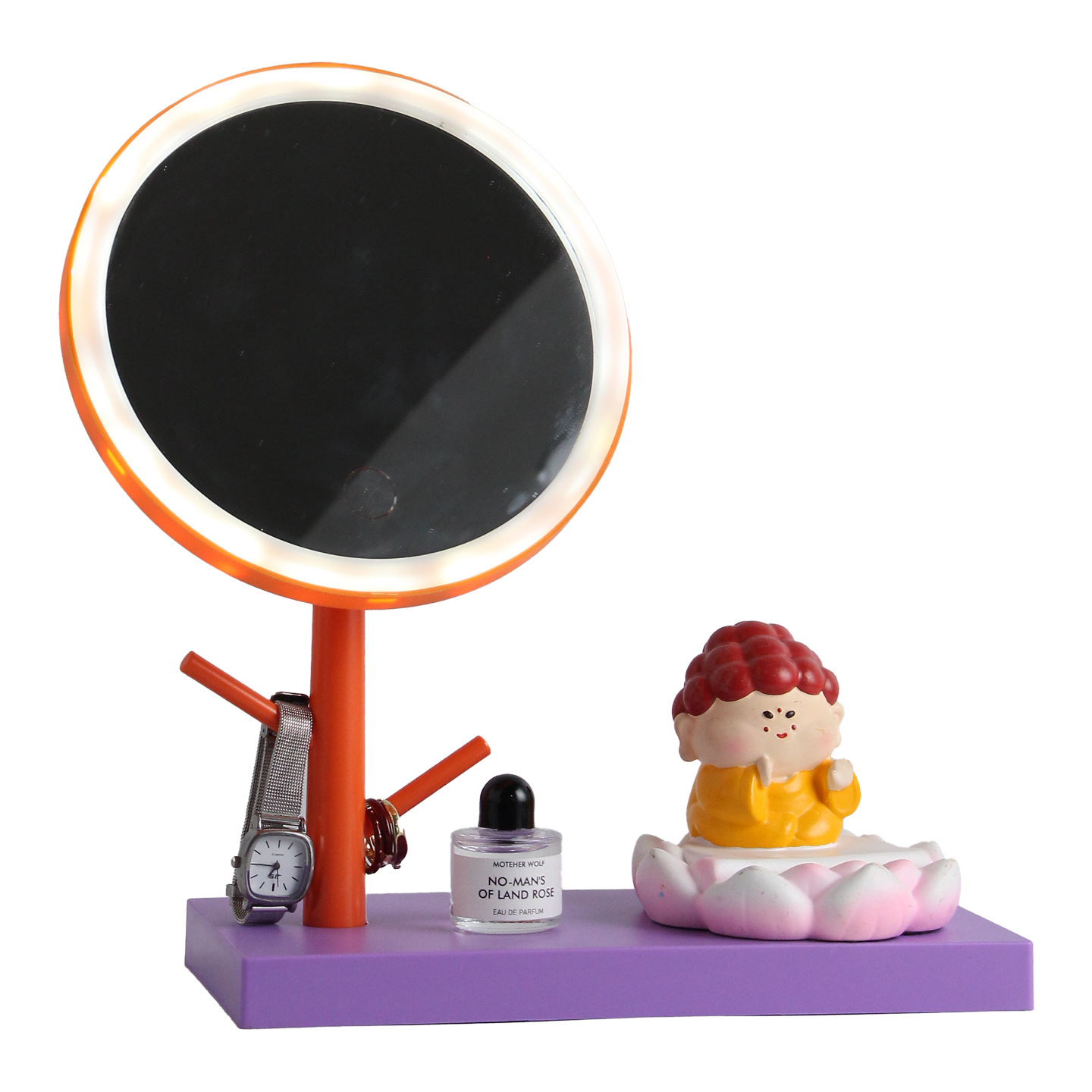 Cartoon Phone Stand with Makeup Mirror
