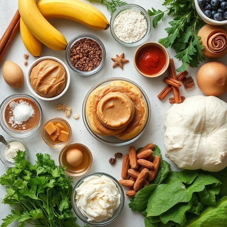 Ingredients for Easy Peanut Butter Banana Cinnamon Rolls Recipe for Breakfast – Fluffy & Sweet