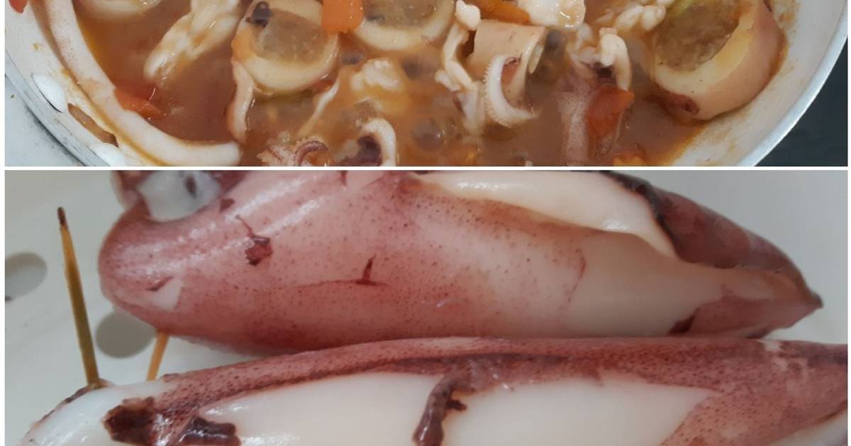 Mực nhồi thịt hấp và sốt cà chua