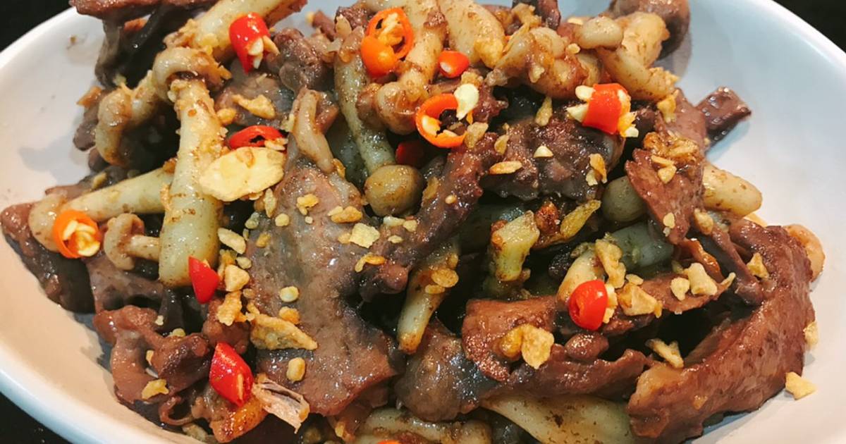 Tim heo cháy tỏi với nấm ngọc châm