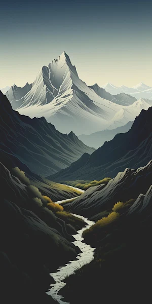 Mountainscape, River, Valley, Nature Full HD iPhone Wallpaper Background