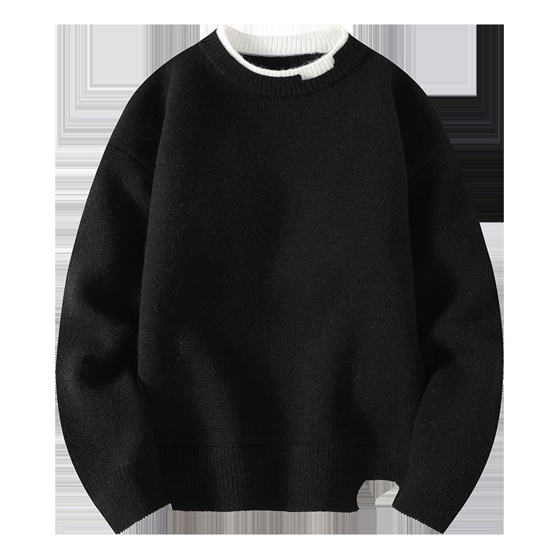 Men's knit sweater in faux-layer look, fashionable and comfortable