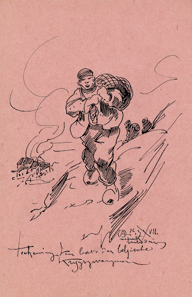Ontwerp lithografie Ten bate der Belgische krijgsgevangenen 1917