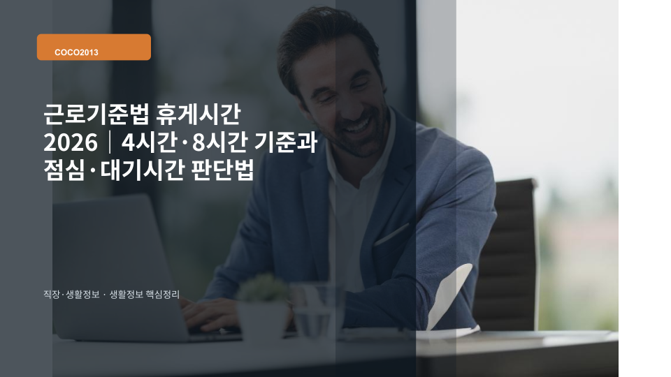 근로기준법상 휴게시간 기준을 확인하는 직장인의 책상과 시계