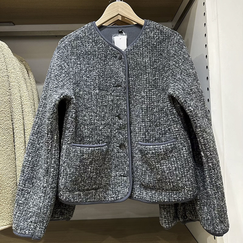 Faux lambskin and fleece cardigan