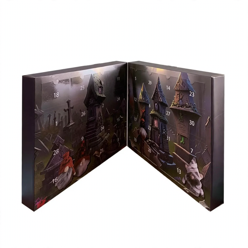 Weihnachts-Adventskalender mit Wichtel-Figuren