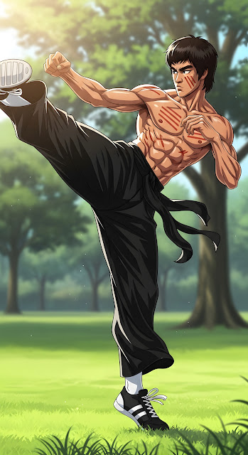 Martial Arts Master High Kick Illustration, Dynamic Pose - Free mobile Wallpaper