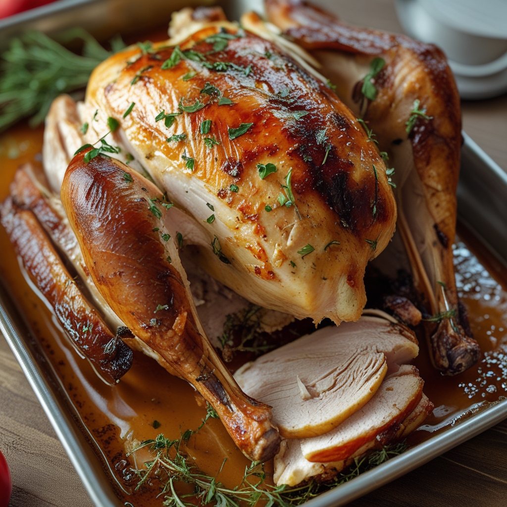 Herb Butter Roasted Whole Turkey Recipe – Easy Homemade Thanksgiving Classic finished