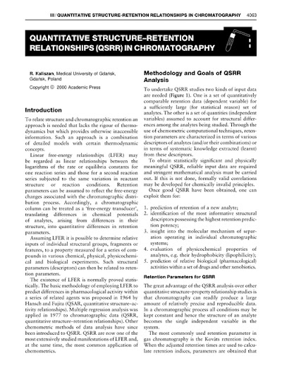 QUANTITATIVE STRUCTURE-RETENTION RELATIONSHIPS-QSRR-IN CHR