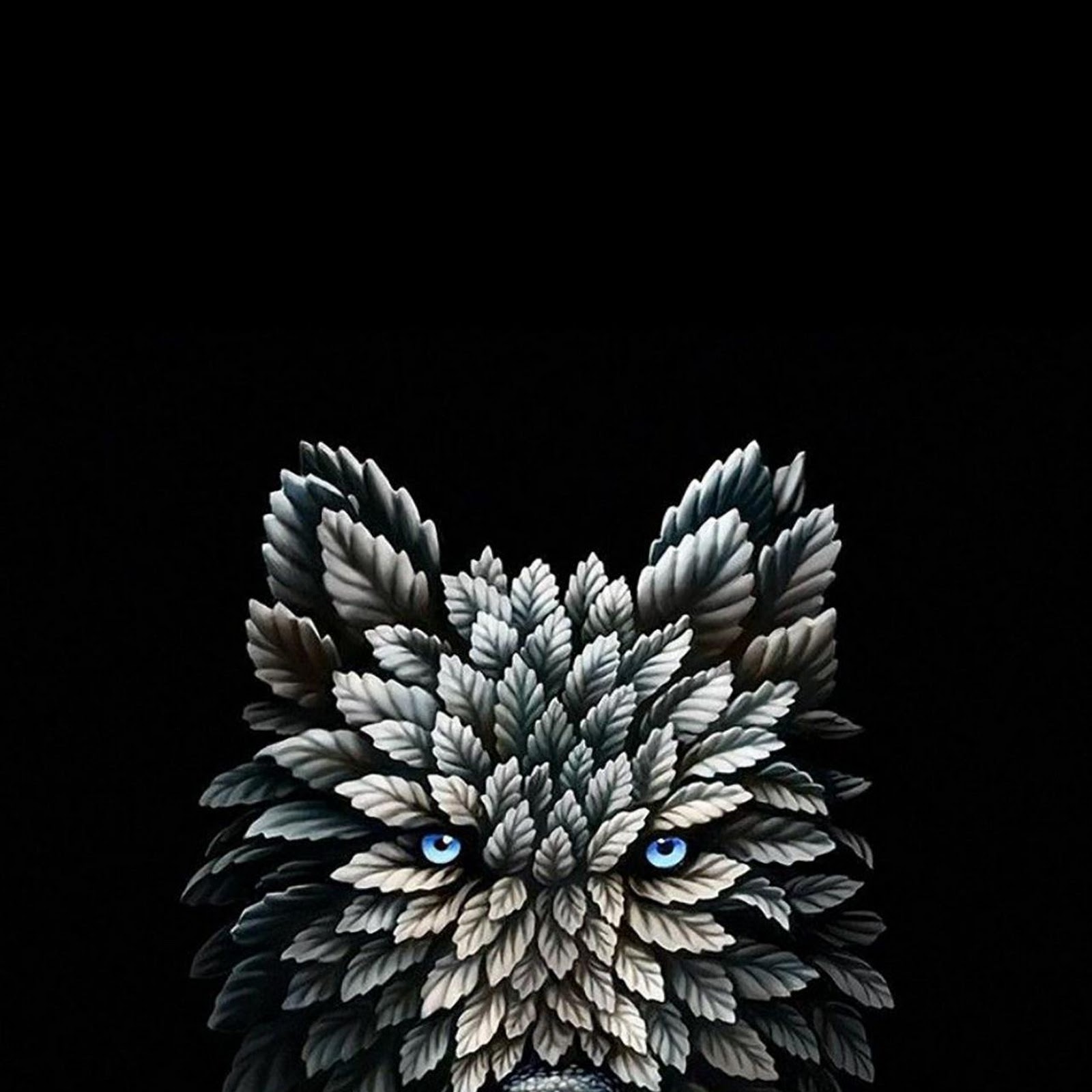 Download Leafy Wolf Head Portrait Full HD iPhone