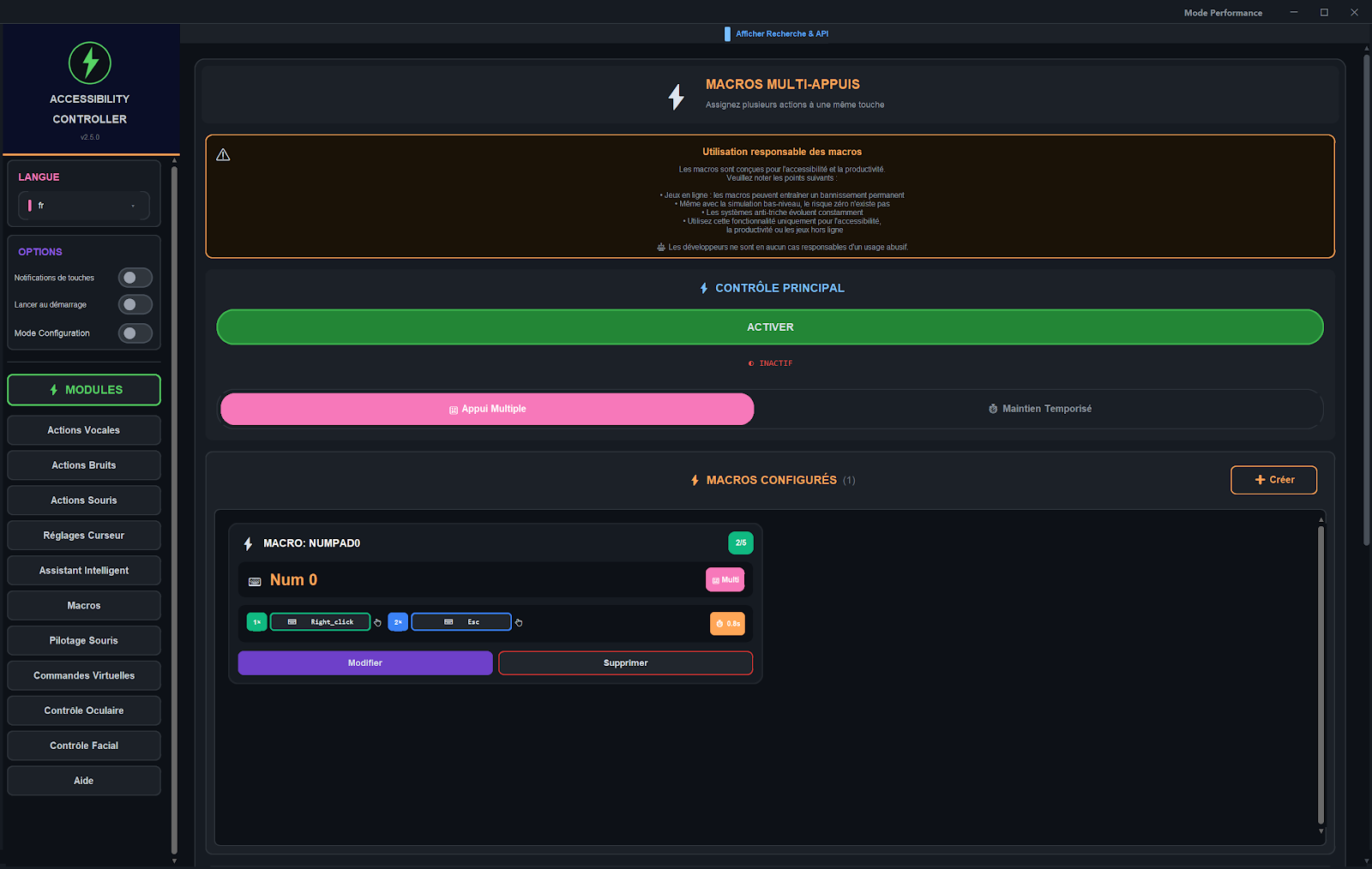 Accessibility Controller - Macros et combos de touches multi-actions