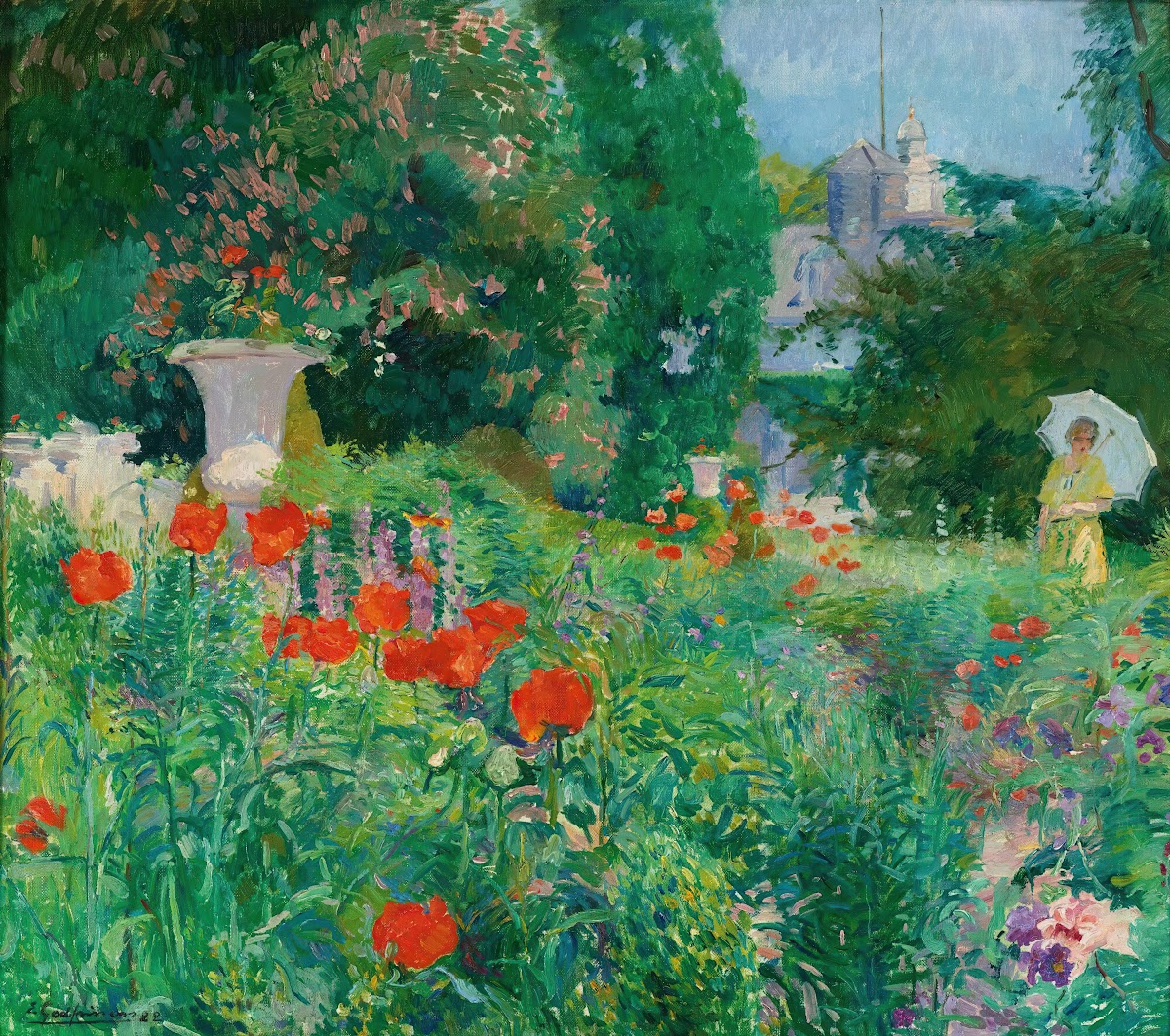 Elegant Dans Le Champ De Coquelicots 1922