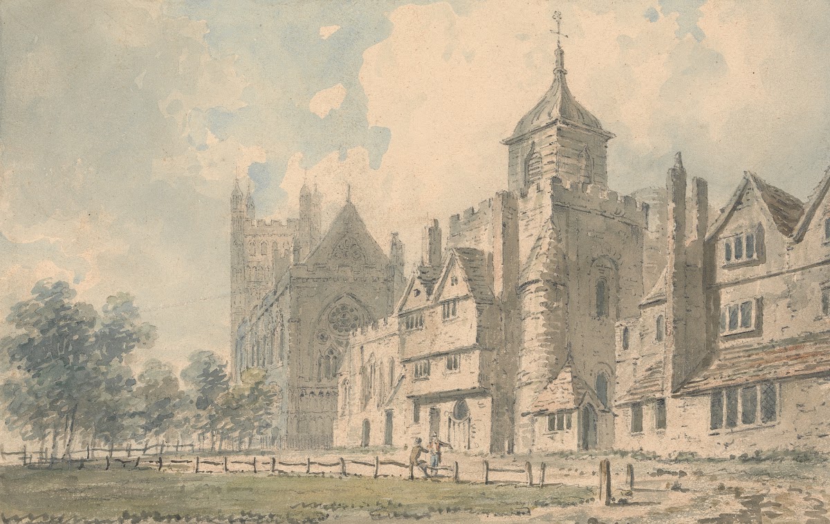 Exeter Cathedral and neighboring buildings