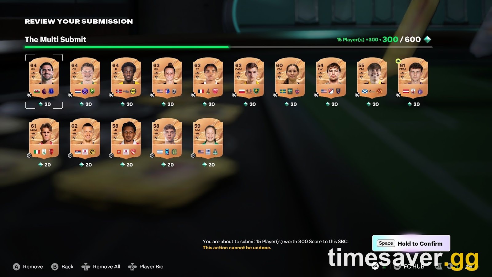A Streamlined SBC submission screen in FC 27 — campaign SBCs are what pull fodder and coins back out of the market