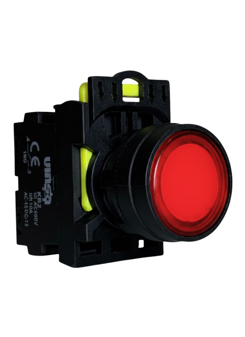 Illuminated Push Button Momentary Red 220VAC 1N/C