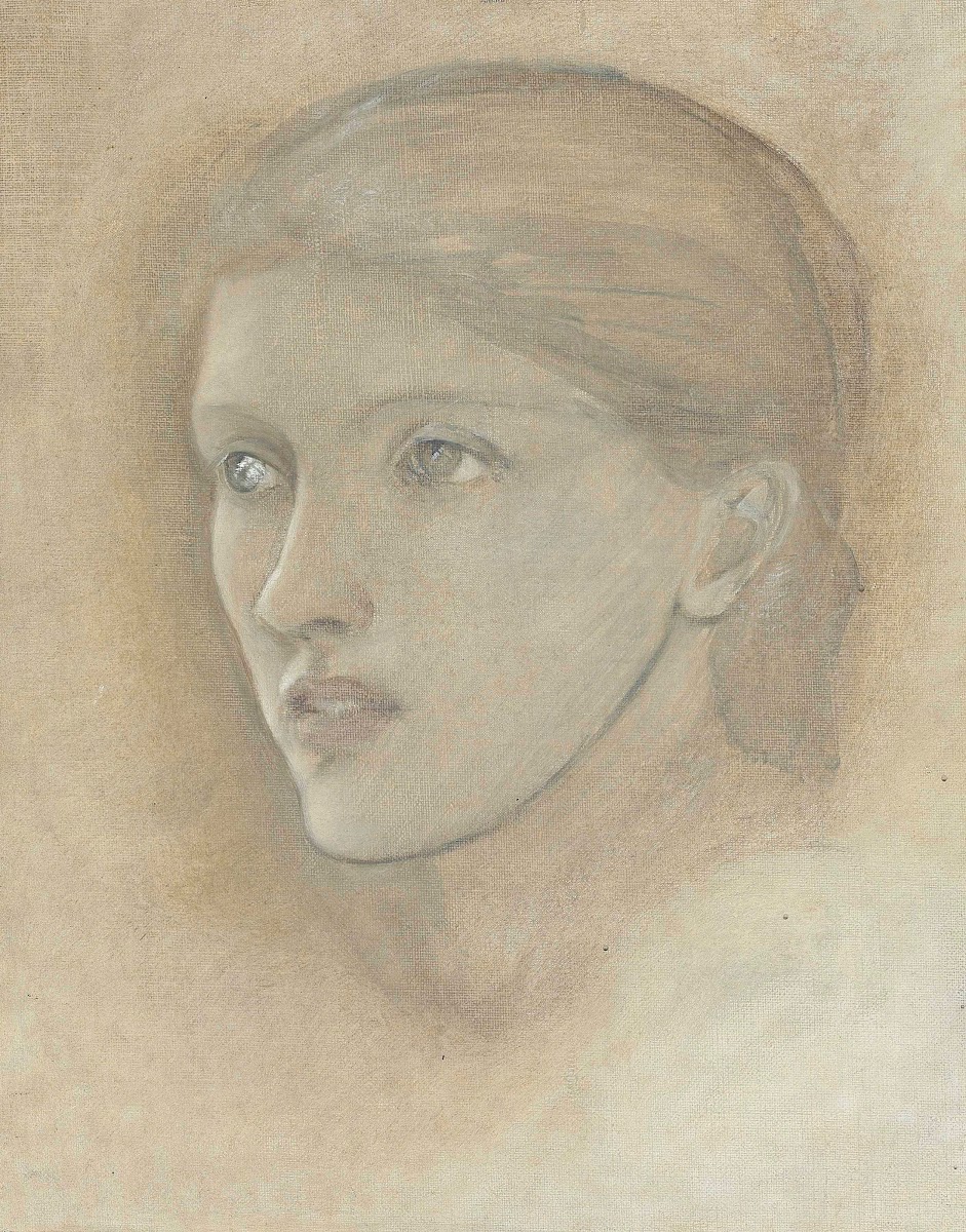 Female head study looking to the right for The Golden Stairs
