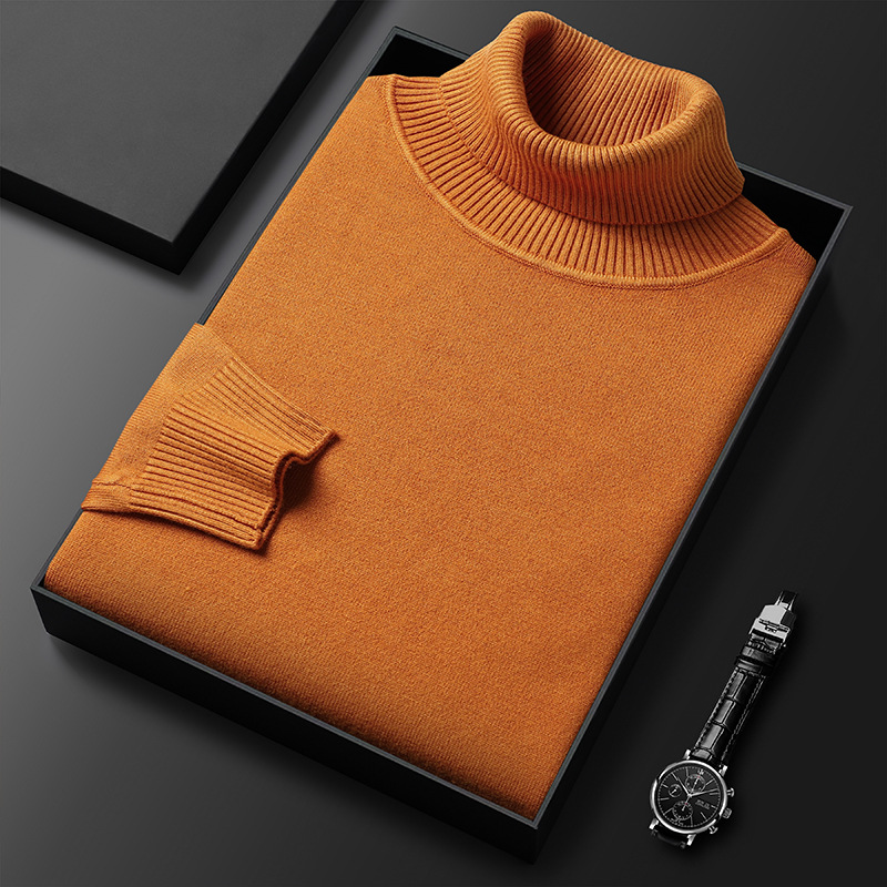 Warm Men's Turtleneck Sweater, Knitted