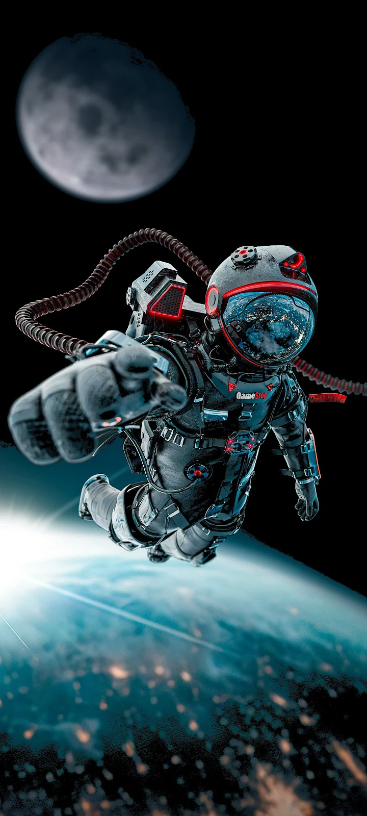 A Cool Astronaut, Helmet, Space, Automotive Tire, Illustration 2K iPhone Wallpaper for Free Download in High Quality [1440x3200]