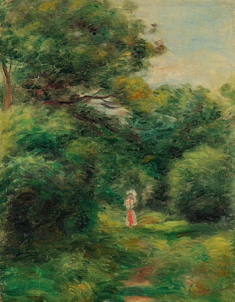 Allée Dans Un Bois Femme Avec Enfant Dans Les Bras 1900