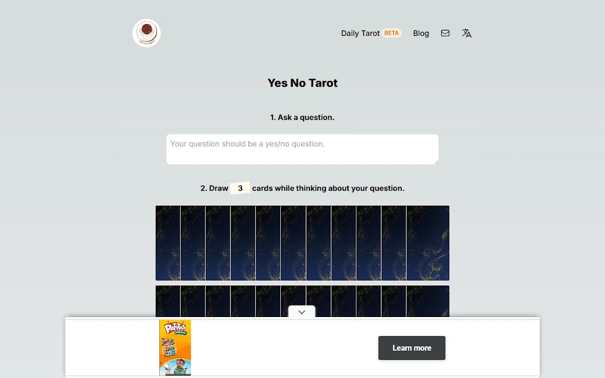 Captura de AI yes-or-no tarot reader