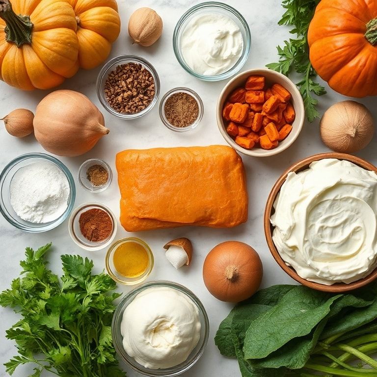 Ingredients for Easy Pumpkin Sheet Cake with Cream Cheese Frosting: Quick, Moist Fall Dessert
