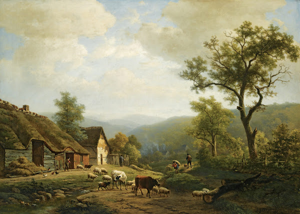 AHilly Landscape With CattleGoing To The Fields