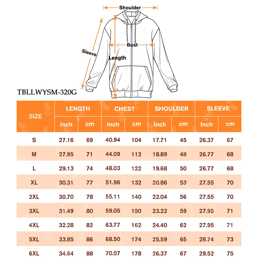 AOP Universal Zip Hoodie Double Hood 320G