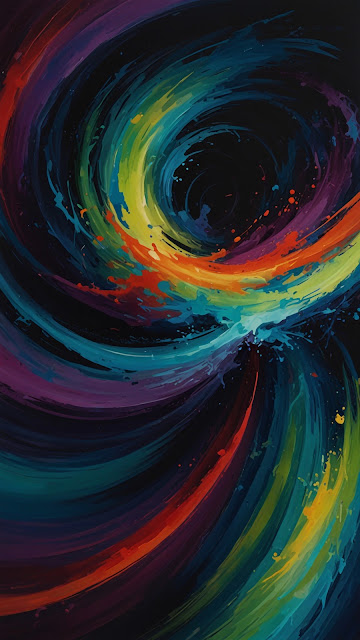 Dynamic Rainbow Paint Swirl Vortex Abstract Artwork - Free mobile Wallpaper
