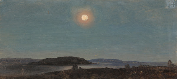 Sun or Moon Rising over Porcupine Islands Bar Harbor ca 1860