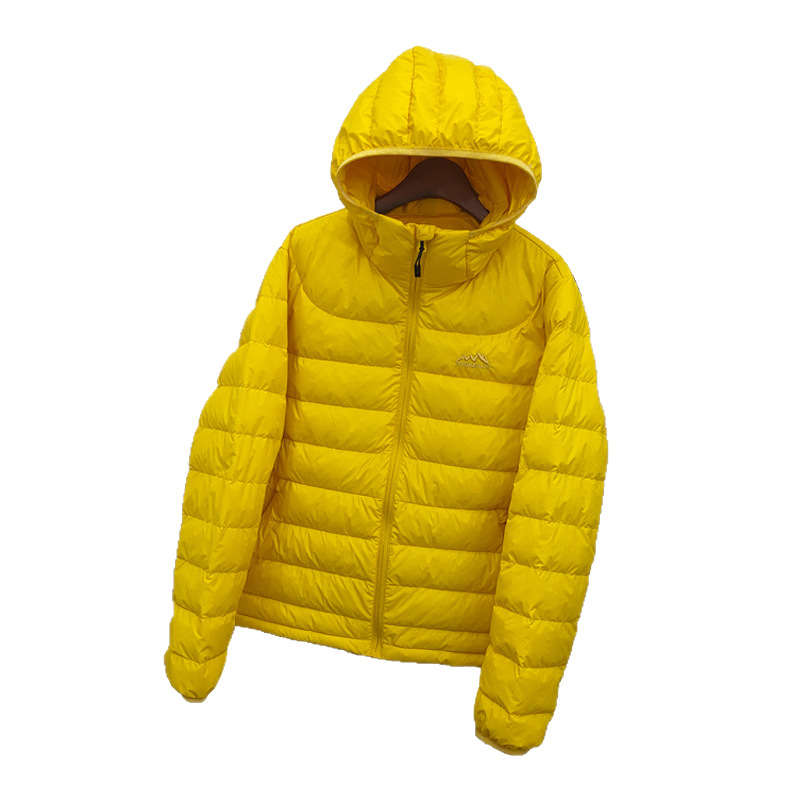 Light ladies down jacket with hood, quilted