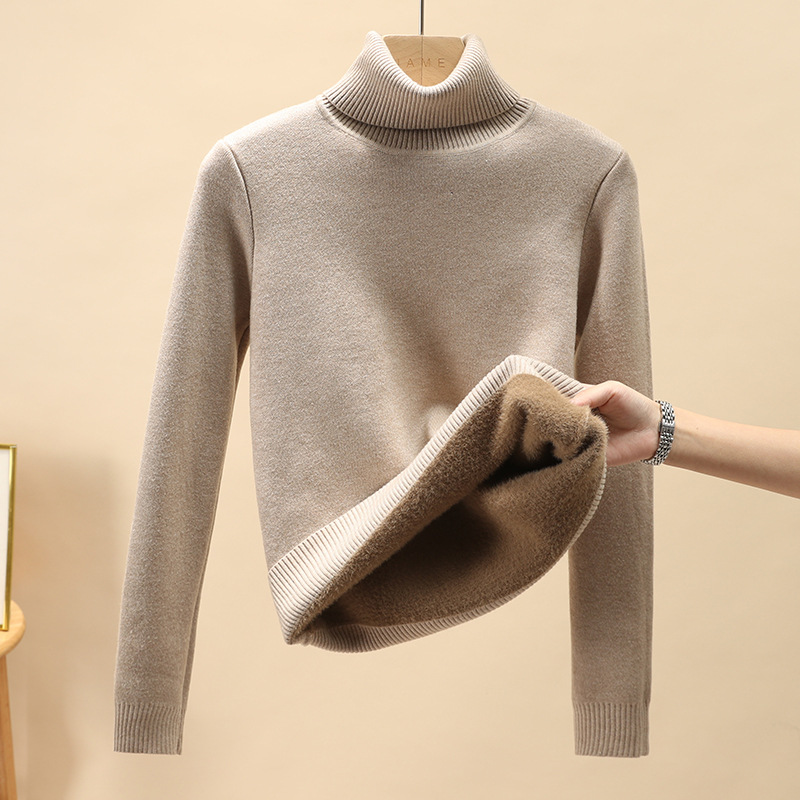 Women's Turtleneck Sweater with Inner Fleece