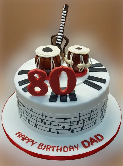 80TH Music Themed Birthday Cake CB-NC567