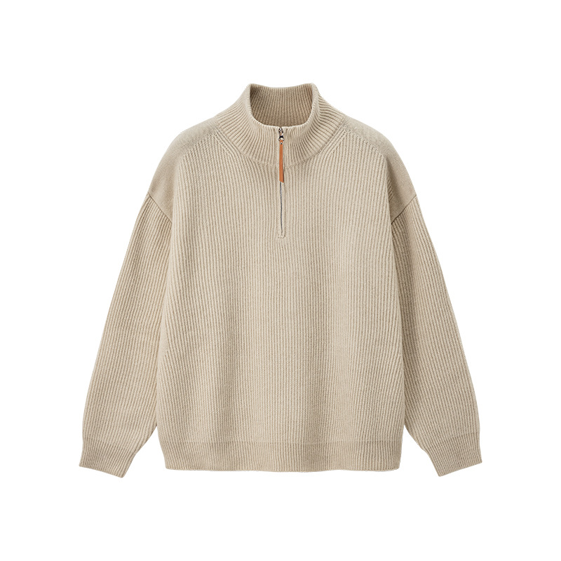 Men's knitted sweater with half-zip
